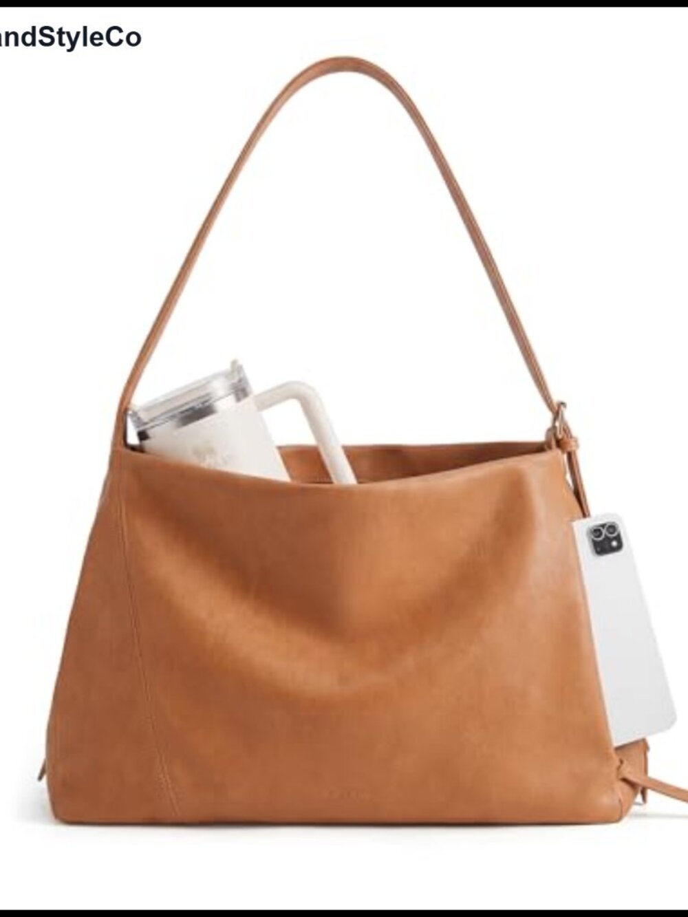 Vegan Leather Hobo Tote Shoulder Handbag, Adjustable Strap, 14" Laptop